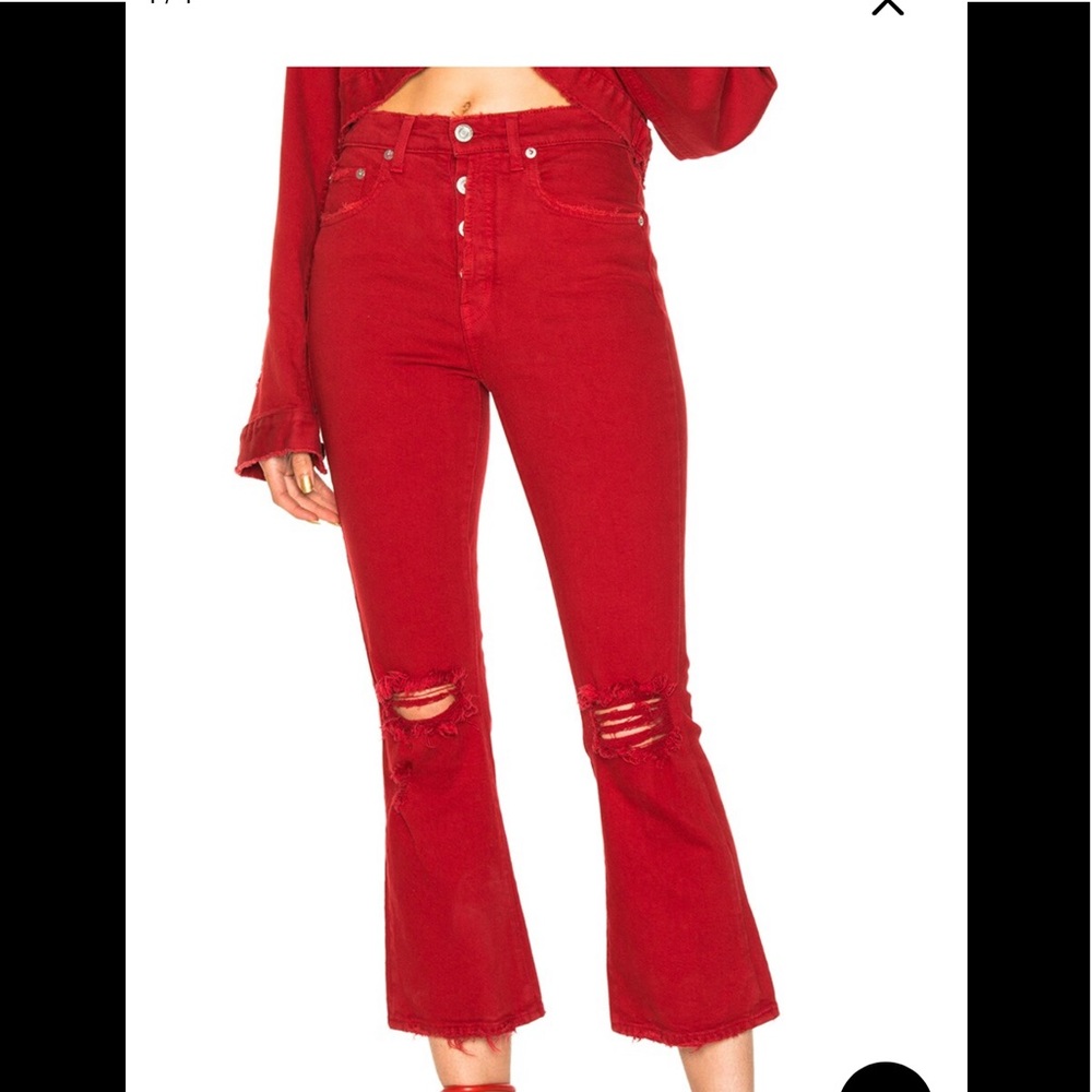 Adaptation Mica kick crop flare high rise jeans